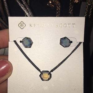 Gunmetal/Opalite Mabel and matching Logan studs